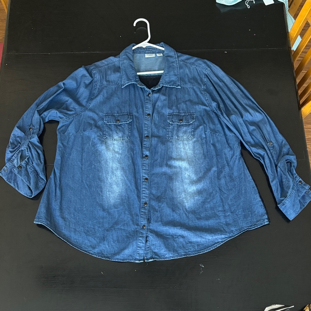 Chico's Blue Denim Button-Down Shirt